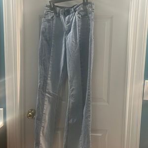 High Rise Light and Medium Wash Flare Jeans